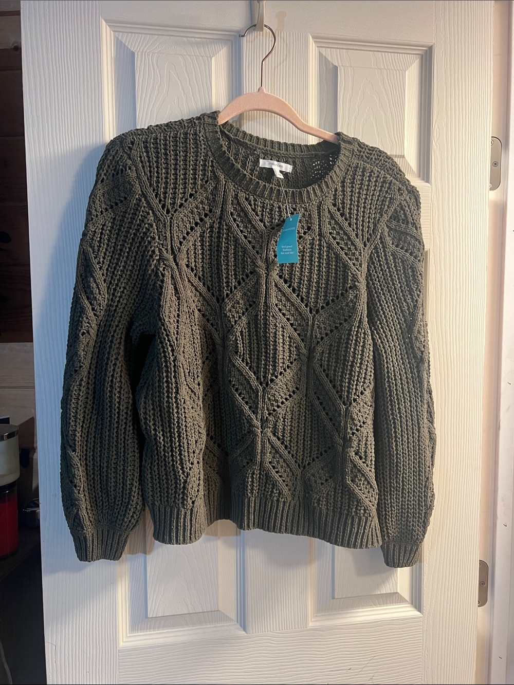 Maurices Olive Green Cable Crew Neck Sweater